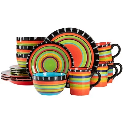 Gibson Elite Feliz Mesa 16-Piece Hand Painted Dinnerware Set