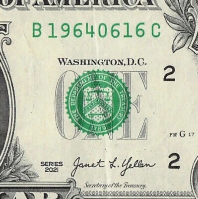 JUNE 16 1964 Birthday Date Note Fancy Serial Number One Dollar Bill 06 16 1964 - Image 1 of 4