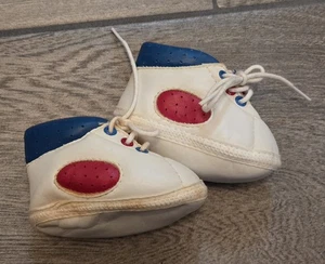 Vintage Infant Newborn Crib Shoes "Mommy's Darling" Darling Lace Up Soft READ - Picture 1 of 5