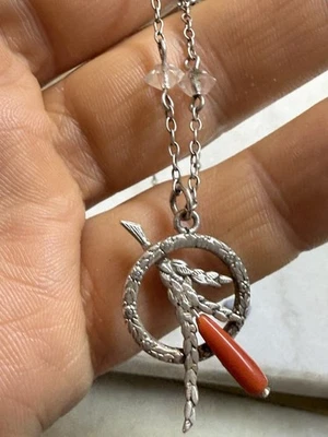 ANTIQUE ART DECO SILVER NECKLACE 48 CM LONG NATURAL CORAL 1920S - Image 1 of 4