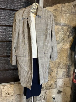 Pantalón Traje PO Amanda Smith 3 Piezas Azul Marino y Crema Tweed Talla 18 Foto 1 de 4