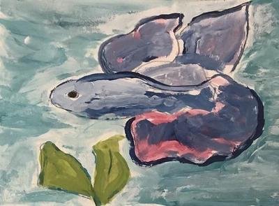 Pintura Original Aceo Pez Beta 2.5x3.5 Pulgadas Foto 1 de 2