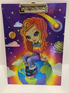 Lisa Frank Terra Linda Earth Girl irisierend schimmernd Weltraum Planet Klemmbrett - Bild 1 von 3