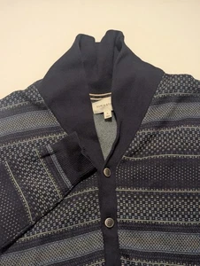 Sun + Stone Strickjacke, Pullover mit Schalkragen, marine geometrischer Druck, Herren XL - Bild 1 von 7