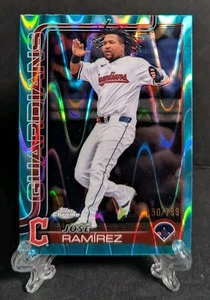 2025 Topps Chrome JOSE RAMIREZ #150/199 - AQUA RAYWAVE REFRACTOR - Guardians #12 - Bild 1 von 3