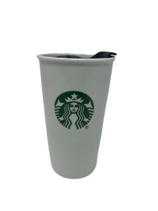 Starbucks Mug Mermaid Coffee Travel Tumbler w/ Lid 10 oz Ceramic White and Green - Picture 1 of 5