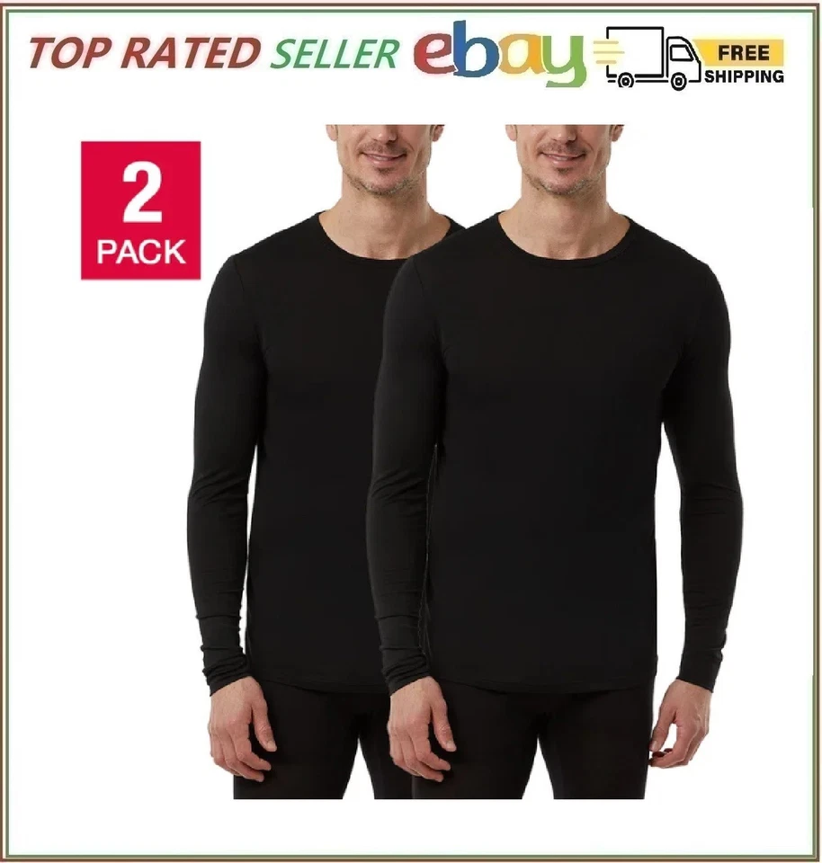 PACK 2 CAMISETAS HOMBRE PEQUEÑAS NEGRAS 32 GRADOS CAPA BASE CALOR MANGA LARGA CREW NUEVAS Foto 1 de 1