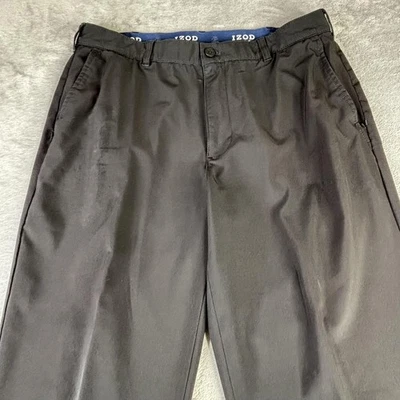 Calça de golfe masculina IZOD 36x32 preta frente plana leve desempenho calças - Imagem 1 de 4
