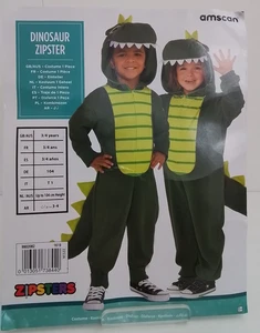 Boy's Amscan Dinosaur Zipster Fancy Dress Costume 3-4 Years Green Tail Used F1 - Picture 1 of 9