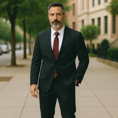 Esmoquin Canali Para Hombres 43 R Negro 2 piezas Traje Blazer Pantalones 35x29.5 Boda Novio Italia Foto 1 de 4