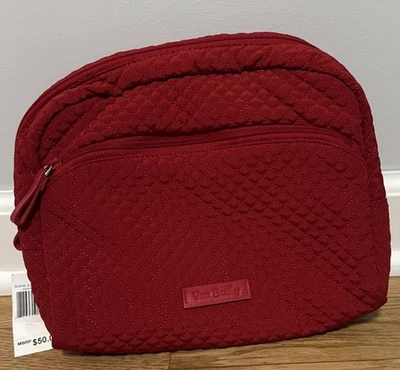 VERA BRADLEY ICÓNICO GRANDE Cosmético, MICROFIBRA, ARRECIFE DE CORAL Nuevo Color Rojo Foto 1 de 4