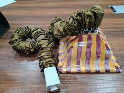 Mackenzie Childs Torquay Kelp & Urchin Pottery 8” Square Hanging Lamp - Image 1 of 4