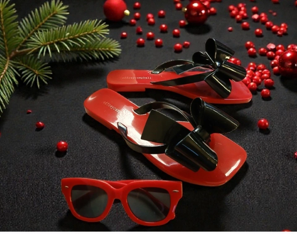 JEFFREY CAMPBELL "SUGERY JELLY" TANGA "SANDÁLIAS TANGA ARCO PRETO/VERMELHO - Imagem 1 de 4