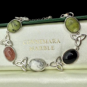 "Brazalete ajustable Connemara mármol colores esterlinos de Irlanda 7,5""-9"" nuevo en caja" - Imagen 1 de 11