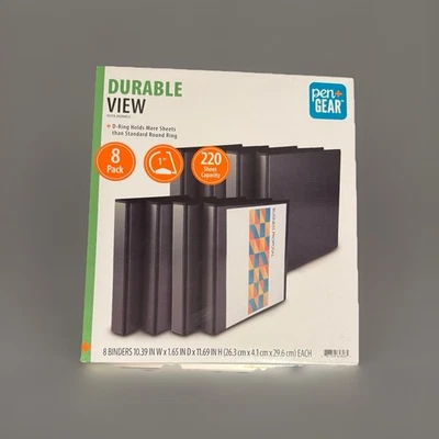 Pen + Gear ~ Durable View ~ 1" 3-D Ring Binders ~ Black (8 Pack) - Image 1 of 4