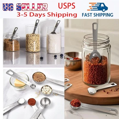 Juego de 6 cucharas medidoras de acero inoxidable para el hogar herramienta de cocina Foto 1 de 4