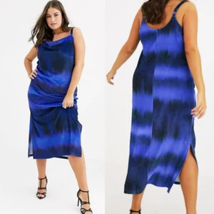 NWT ASOS Design Curve Blurred Stripe Velvet Cami Midi Dress 26 - Picture 1 of 7