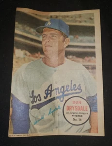 DON DRYSDALE: Los Angeles Dodgers Insert Mini Poster #16 - 1967 Topps Baseball - Picture 1 of 3