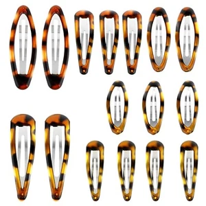 Snap Hair Clips Classic Tortoise Hair Clip Non Slip Oval Water Drop 16Pcs - Picture 1 of 8