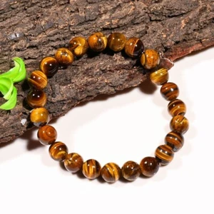 8 mm Tigerauge Rund Edelstein Perlen Dehnbar Armband 6-8 Zoll für Männer Frau - Bild 1 von 10