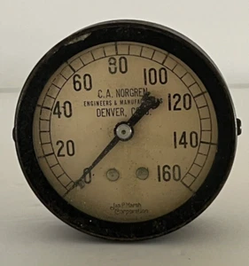 ANTIQUE JAS P MARSH X C. A. NORGREN ENGINEERS CO. GAUGE DENVER CO. ~ STEAMPUNK - Picture 1 of 3