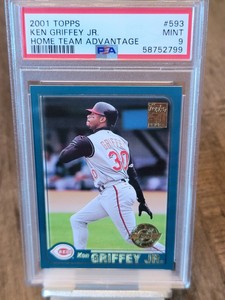 2001 Topps #593 Ken Griffey Jr. Home Team Advantage PSA 9 HOF Graded Card