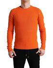 Dolce & Gabbana Sleek Sunset Orange Knitted Pullover Men's Sweater Authentic