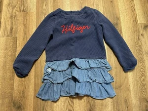Tommy Hilfiger dress, Girls Size 6X, Blue Red, Long Sleeve, Ruffle Tiered - Picture 1 of 10