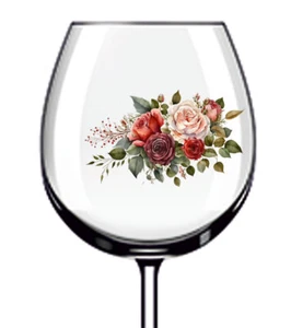 12x Rose's Flower Tumbler Wine Glass Colour Vinyl Sticker Decals z786 - Picture 1 of 4