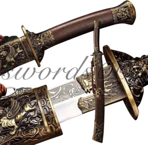 Rosewood Broadsword Chinese DAO high carbon steel Sword Tiger Dragon Fittings - Picture 1 of 10
