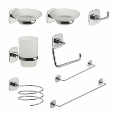 Set accessori da bagno in acciaio inox e vetro 8 pezzi fissaggio a muro Teide