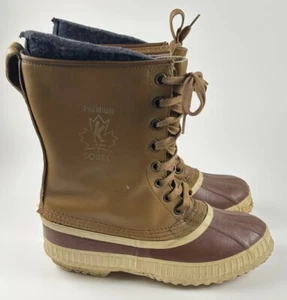 De Colección Sorel Kaufman Cuero Goma Pato Botas Para Hombres 7 Lana Forradas Con Cordones Impermeables - Imagen 1 de 7