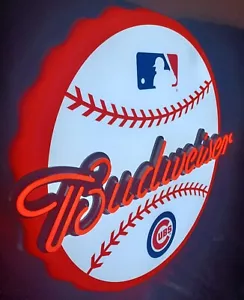 *RARE* 2019 Budweiser MLB Cubs Specific Bottle Cap G3 LED 24" Round Sign BRIGHT - Picture 1 of 18