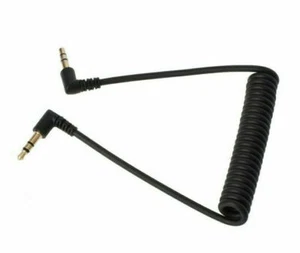3 Pole Angled 3.5mm Jack Male To Male Stereo Audio Aux Retractable Coiled Cable - Picture 1 of 5