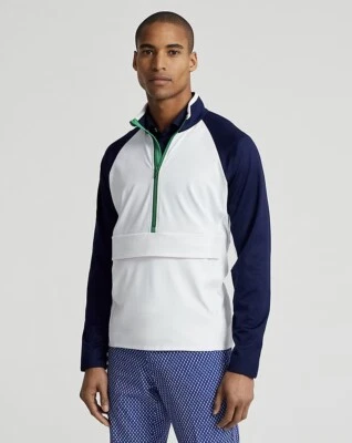 Chaqueta de golf Jersey de rendimiento de lujo para hombre talla XL-RLX Ralph Lauren, blanca/azul marino. Foto 1 de 4