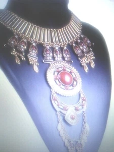 BIG GOLD PRINCESS LAB CREATED CARNEILIAN DIAMOND NECKLACE 16 -20 IN ADJ + BONUS - Picture 1 of 12
