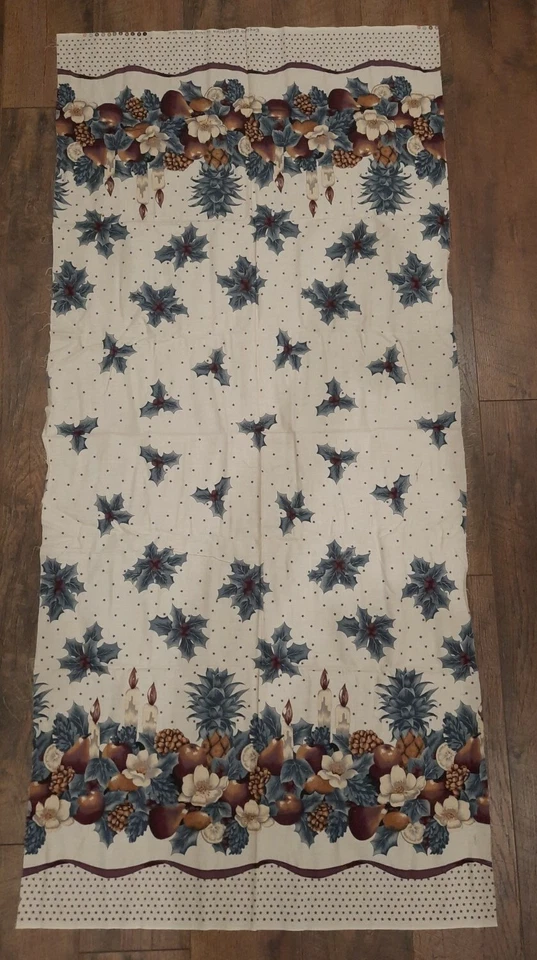 English Collection by David Textiles Fabric 58" X 27" Cotton Christmas Ivory - Image 1 of 4
