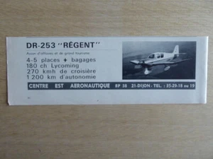 12/1967 PUB CENTRE EST AERONAUTIQUE DIJON AVION DR-253 REGENT F-WOFG FRENCH AD - Imagen 1 de 1
