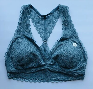 Womens Lace Racerback Bralette Wiht, Color Blue Size M - Picture 1 of 2