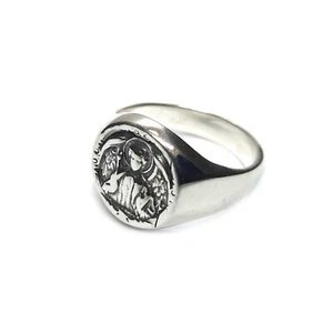 Genuine Sterling Silver Men Ring Archangel Michael Solid Stamped 925 Handmade - Picture 1 of 6