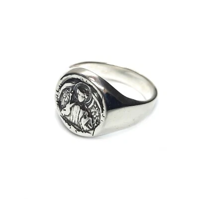 Genuine Sterling Silver Men Ring Archangel Michael Solid Stamped 925 Handmade - Image 1 of 4