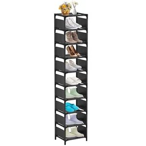 10 Tiers Vertical Shoe Rack Tall Narrow Shoe Shelf Space Saving Shoe Organiz - Picture 1 of 7