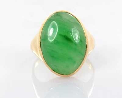 Antique Jade Jadeite Ring in 20k Yellow Gold 12.19 Carats Size 9 - Image 1 of 4