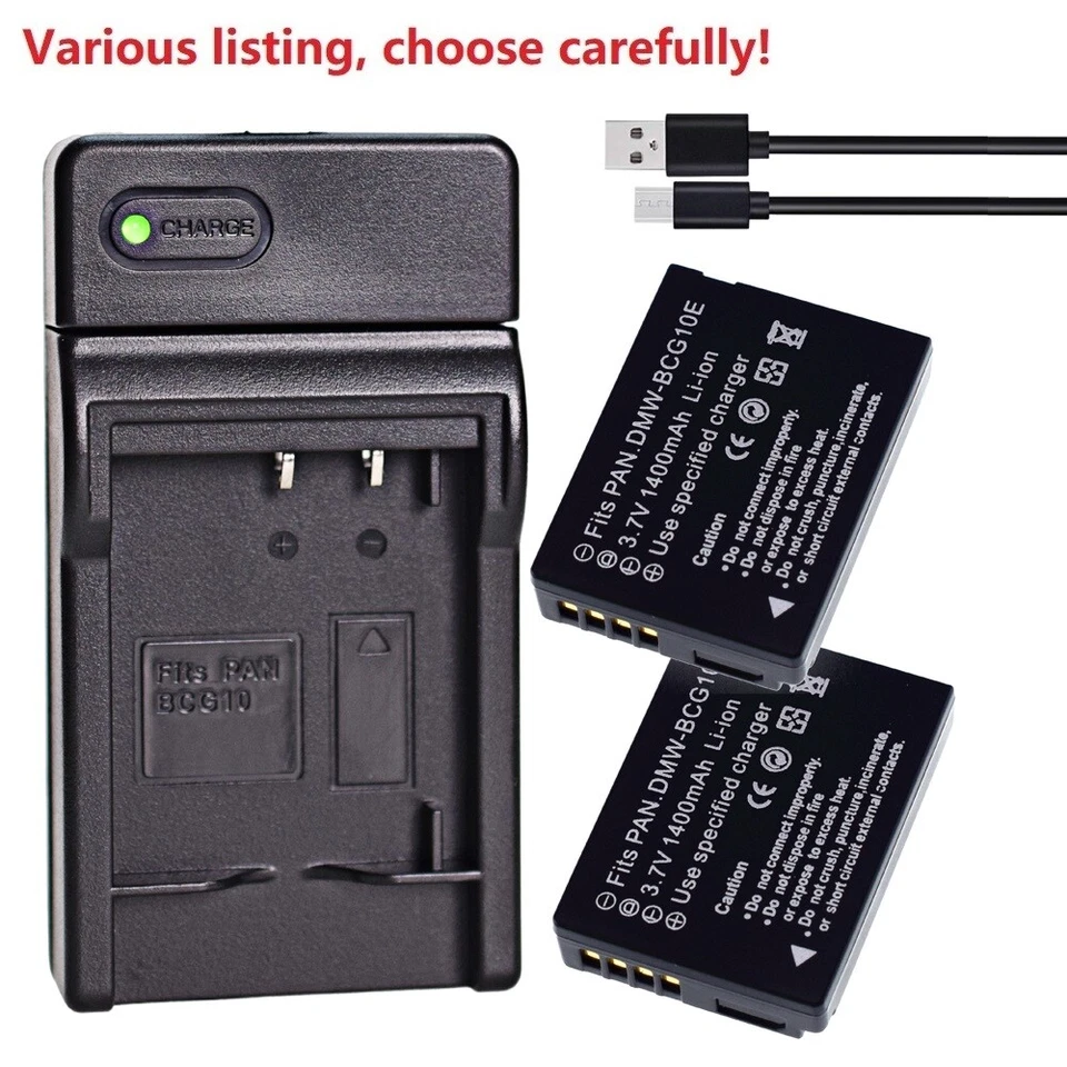 DMW-BCG10 Battery or Charger for Panasonic DMC-TZ6 TZ7 TZ9 TZ10 TZ18 TZ19 TZ65 - Image 1 of 4