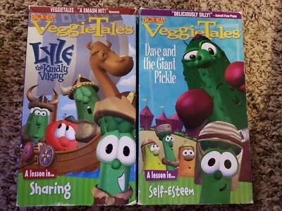 Veggie Tales Dave & the Giant Pickle Lesson in Self Esteem VHS & Lyle the Kindly - Image 1 of 4
