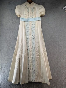 Wedding Dress Ivory and teal stained 14" Back 14.5" Chest 55" length - Picture 1 of 13