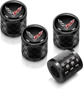 for Chevrolet Corvette C8 Logo in Black on Real Carbon Fiber Barrel Black Alumin - Picture 1 of 12