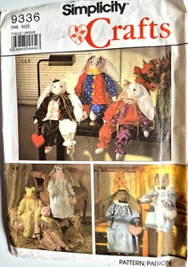 SIMPLICITY CRAFT PATTERN 9336 CAT BUNNY DOLLS CLOTHES TO MAKE CUT VINTAGE 1989 - Picture 1 of 2