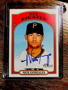 NICK GONZALES 2021 Topps Heritage Real One Auto GCL Pirates - Picture 1 of 2