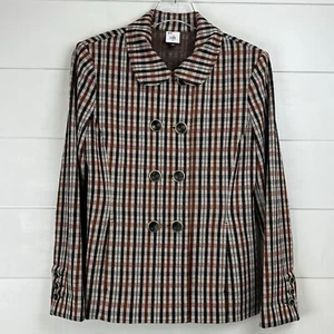 Cabi Jazzy Jacket Toffee Plaid Double Breasted Tartan Blazer 4118 Women Medium - Picture 1 of 15
